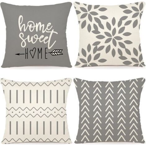 Lot de 4 Housse de Coussin Décoratif 45x45CM Canapé Taie d'oreiller Decoration Canapé Housses de Coussin en Lin d'extérieur Housse de Coussin Décoration pour Chambre, canapé, Chaise, Lit,45x45C (1/4)