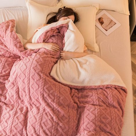 Manta de forro polar Sherpa de 100x150cm, suave y mullida, con forro polar cálido para ayudarte a dormir mejor, para cuna, color pasta de judías. (1/5)