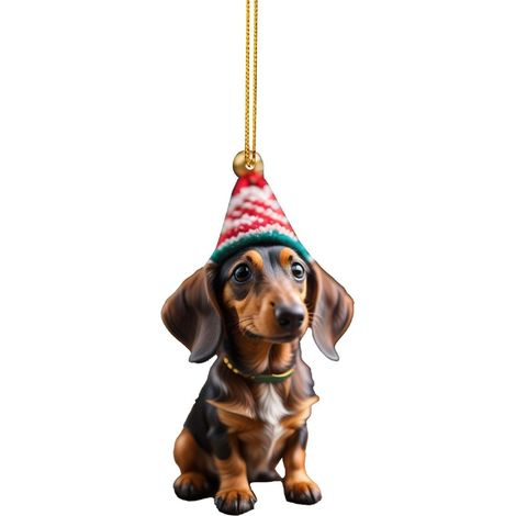 1 Ornement de Noël Chien Teckel, Décoration Suspendue Voiture Arbre, Accessoire Fête Maison Bureau (1/5)