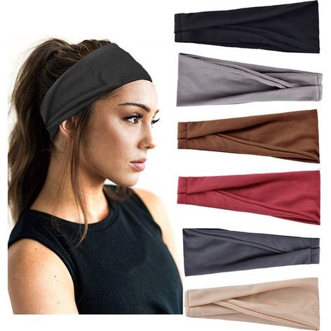 Haarband – 6-teiliges Set faltbarer Haarbänder – 22,5 x 10 cm – Damenhaarbänder – 6 Farben im Mix – Sport- und Yoga-Haarbänder – Sport-Stirnband – Yoga-Stirnband (1/5)