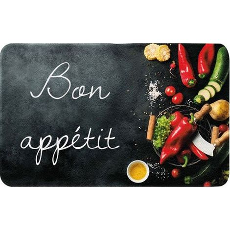 Tapis de cuisine 50x80 cm – Fibres de polyamide sur semelle vinyle antidérapante – Lavable en machine à 30°C – Fabrication française – Id Mat