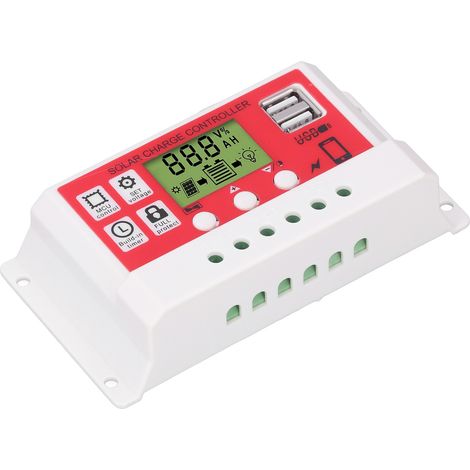 Régulateur Solaire PWM 20A 12V/24V pour Batterie Li-ion avec Affichage LCD - Contrôleur de Charge Photovoltaïque (1/5)