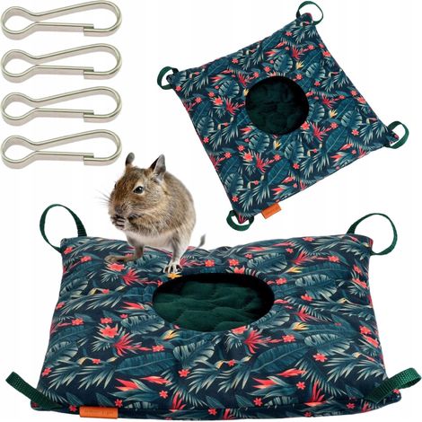 HAMAC avec vison MAISON TUNNEL Rongeur Cochon d'Inde Dégu 30×30cm FLEURS (1/5)