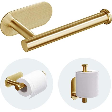 Support de Papier Toilette Mural Autocollant en Acier Inoxydable 304, Base Ovale, Installation Sans Perçage pour Salle de Bain (1/5)