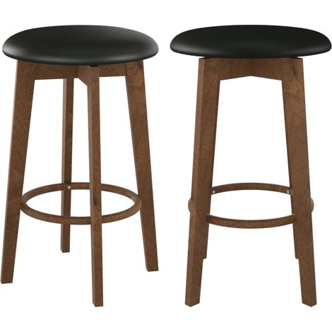 Set de 2 sillas para isla de cocina en cuero sintético negro 66 cm - Vahina
