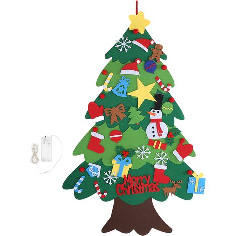 Décoration de Noël murale, sapin de Noël en feutrine, ornement de fête à faire soi-même avec LED 1 (1/5)