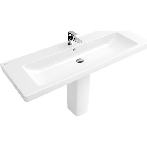 Lavabi con mobile, 1300 x 470 mm, Rettangolare, per rubinetteria 3 fori, foro centrale bombato, senza troppopieno, Sanitari in porcellana Star White CeramicPlus