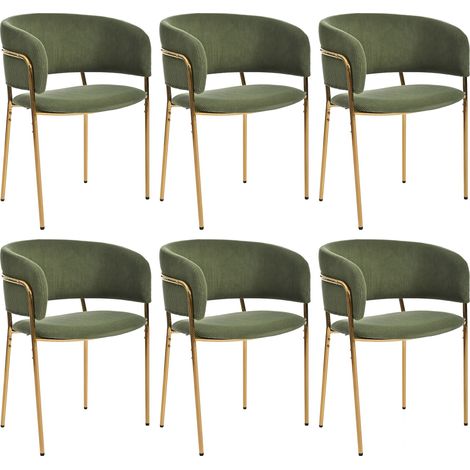 Chaise de salle à manger moderne verte en tissu velours côtelé avec pieds inclinés et patins réglables (1/5)