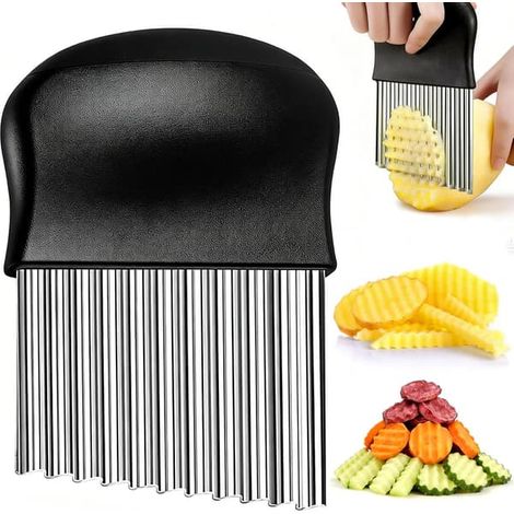 LYERCW - Coupe-légumes ondulés, coupe-pommes de terre et frites, coupe-légumes ondulés et ondulés en acier inoxydable (1/5)