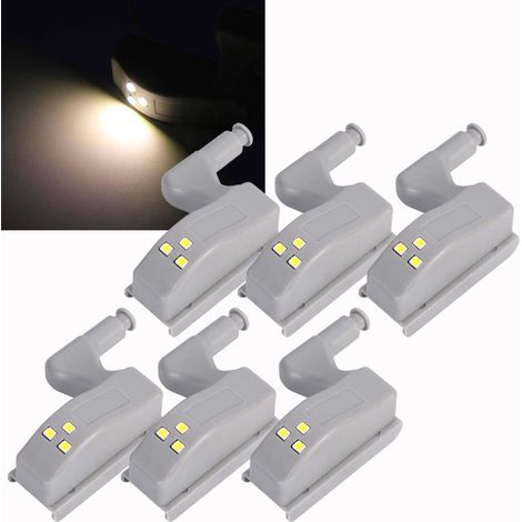 Batteriebetriebene LED-Schrankleuchten mit Drucksensor für Kleiderschränke und Scharnierbeleuchtung, warmweiß, 6er-Pack (1/4)