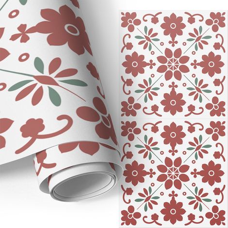 Klebefolie für Möbel - Möbelfolie - Selbstklebende - für Küche - Küchenfronten - Küchenschränke - Volkskunst-Blumen 50x100 cm