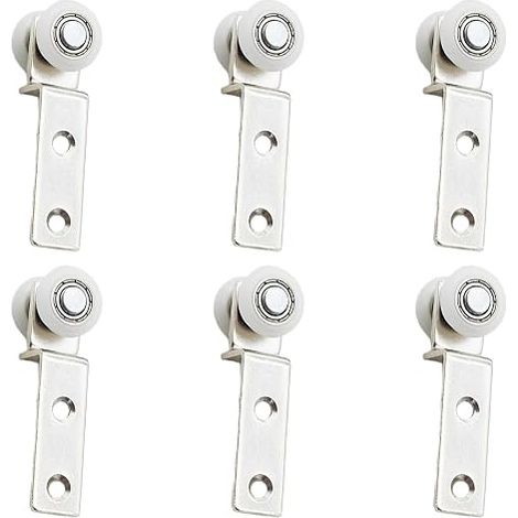 Roulettes de Rideau, 6PCS Coude de conduit en métal Roulement Bloc de poulie avec deux Plastique de roue pour porte coulissante fenêtre Cabinet (1/5)