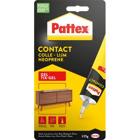Pattex Colle contact type néoprène - Formule Gel tous matériaux - tube 125 gr