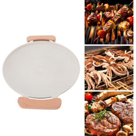 Parrilla coreana para barbacoa, placa de aluminio con revestimiento antiadherente para uso interior y exterior, con asas. (1/5)