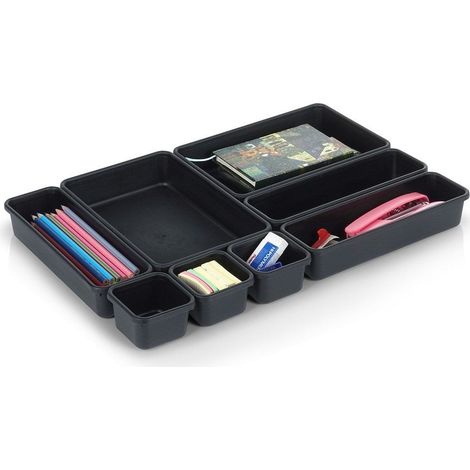 Organizador de cajones modular negro de 8 piezas. (1/5)