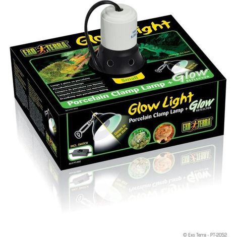Lampe d'éclairage pour terrarium - EXO TERRA - Glow Light S - Pince avec douille en porcelaine - Réflecteur de lumière - Jour/Nuit - 14 cm (1/5)