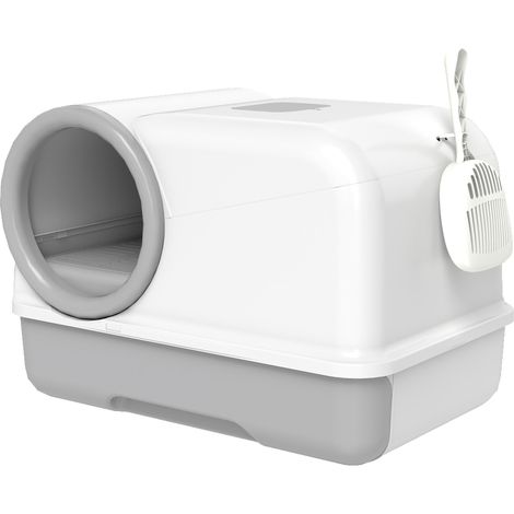 Bandeja higiénica cerrada para gatos aseo cerrado 59 x 39.5 x 39.5 cm fácil limpieza antiolores moderno de PP gris 210007815 (1/5)