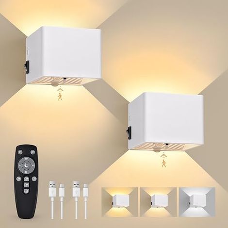 Indoor Wall Lights Battery Motion Sensor Wall Light Remote Control Modes Dimmable Timer LED (1/5)