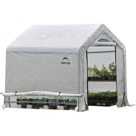 Serre de jardin en film plastique 180x180 cm – Structure en acier 3,5 cm – Résistante aux UV et imperméable – Ventilation optimale avec fenêtres – Shelterlogic (1/5)