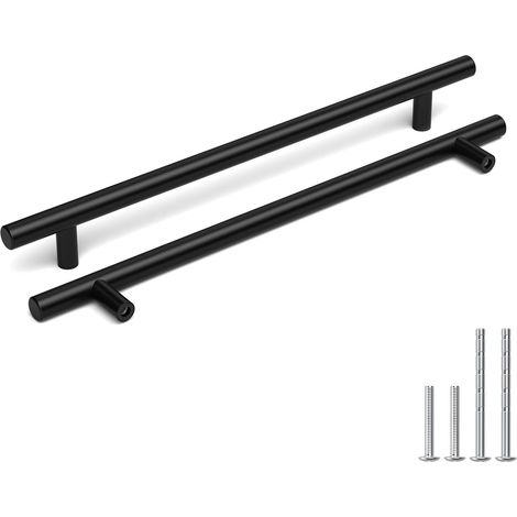 Lot de 5 - Poignée de meuble - Poignée de placard - Finition mate en acier inoxydable pour cuisine et salle de bain Noir 160mm (1/5)