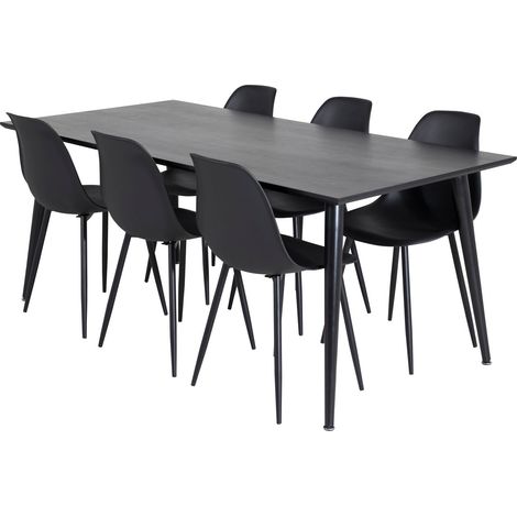 Dipp180x90BLBL ensemble table, table noir et 6 Polar chaises noir. (1/5)