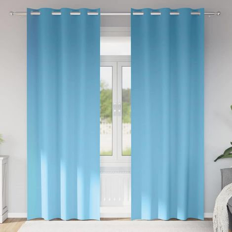 Verdunkelungs-Vorhänge mit Ringen 2 pcs Himmelblau 225 x 140 cm