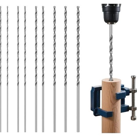 Mèches à Bois Hélicoïdale, Longueur 160mm, Diamètre 1.5mm 2mm 2.5mm 3mm, 3.2mm, 3.5mm, 9pcs HSS Drill Bits, pour Bois Plastique (1/5)