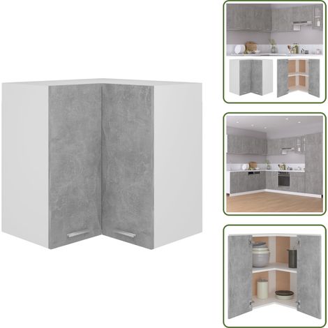 Armadio angolare - vidaXL Pensile Angolare “Lyon” Grigio Cemento 57x57x60cm -