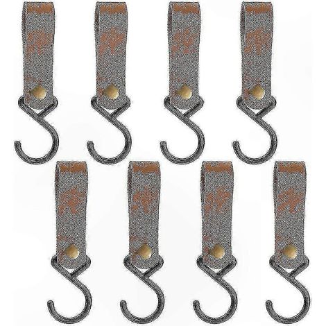 Set mit 8 robusten S-Haken aus Metall zum Aufhängen, Befestigen an Kinderwagen und beim Camping, strapazierfähige Lederoberfläche (1/5)