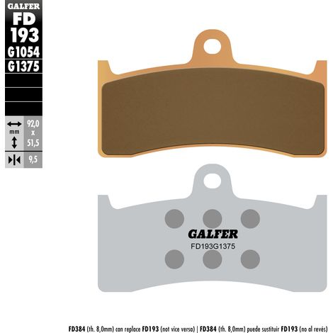 Pastillas de freno Galfer KH249 de metal sinterizado (doradas) Sport