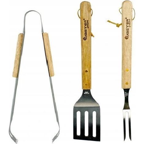 Set aus Zubehör und Grillutensilien, Stahl, 3-teilig.