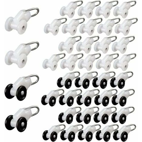40 pcs Enrouleur de tringle à rideau Enrouleur de tringle à rideau Pergola Crochet Enrouleur de tringle à rideau Poulie métallique Crochet coulissant Enrouleur de tringle à rideau Enrouleur de tringle (1/4)