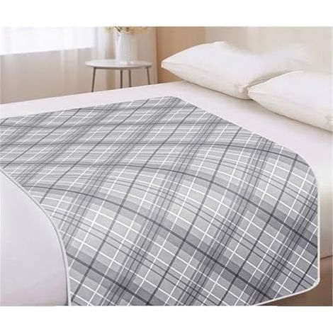 Waterproof Mattress Protector, Absorbent Incontinence Cushion, Washable, Extra Large, Reusable, Mattress & Wheelchair Protector, Bed Protectors (70x100cm, Plaid - Grey) (1/5)