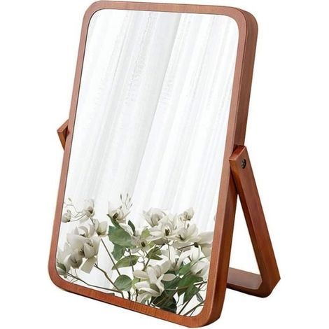 Makeup Mirror - Black Mahogany - Solid Wood - 360° Swivel - Contemporary Design - Interior