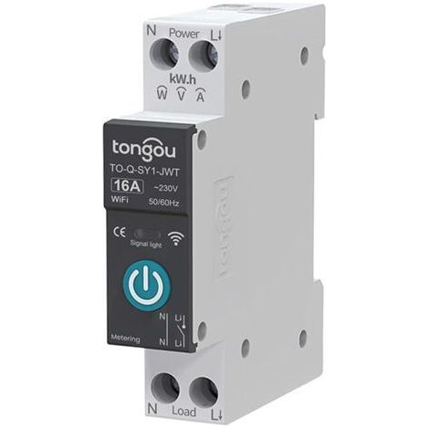 TONGOU Smart Life WIFI 1P Télérupteur pour Smart Home - Télécommande sans fil - Contacteur compatible avec les applications TUYA - Idée de bricolage - (avec câble, 16 A) (1/5)