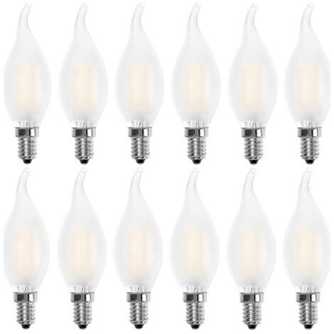 Ampoule LED E14 Flamme,Forme de Bougie,Blanc Chaud 2700K,4W Equivalence Incandescence 40W,400lm, Lot de 12 (1/4)