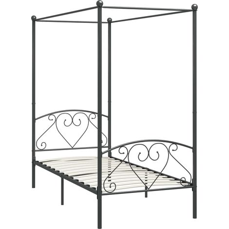 Himmelbett-Gestell Grau Metall 100 x 200 cm vidaXL