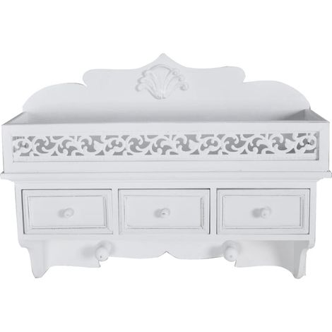 Wall Shelf/Peg with 3 Drawers 2 Hooks vidaXL (1/5)