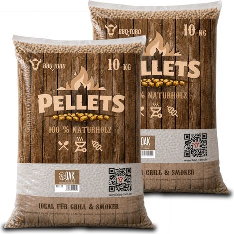 BBQ-Toro Oak Pellets aus 100% Eichenholz für Grill, Smoker und mehr, 20 kg, Hartholz, Smoking (1/3)