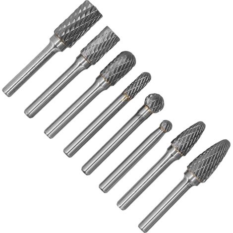 Lot de 8 limes rotatives en carbure de tungstène pour sculpture de jade, outils de polissage (ajout d’un sachet PE sur demande) (1/5)