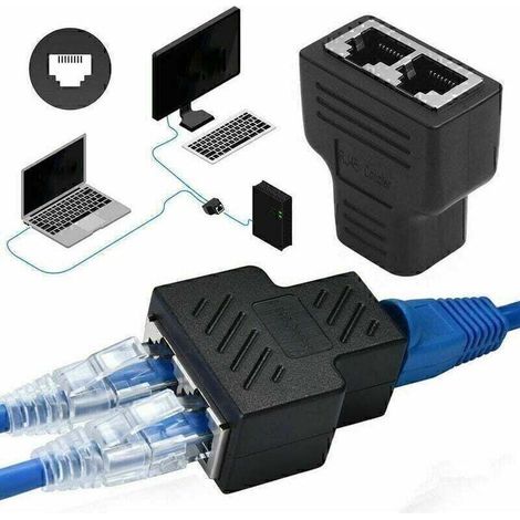 Stück RJ45 Splitter-Adapter, 1 auf 2 Wege, zwei weibliche Anschlüsse, CAT5/6/7 LAN-Ethernet-Kabel (1/5)