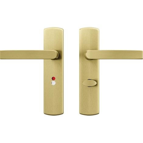 AXA Türbeschläge set - Curve Klik Blok - Türklinken Innentüren mit Langschild - Für Toilette und Badezimmer - Gold - TL63-8