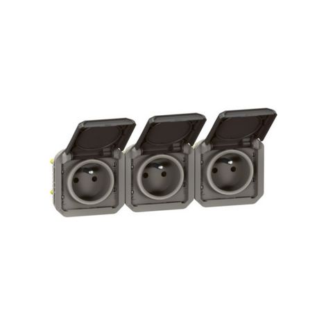 Legrand – Prise de courant 3x2P+T horizontale étanche IP55 – Plexo composable anthracite – Résistance IK07 – Connexion rapide sans outil (1/7)