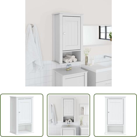 Rangement salle de bain - Armoire murale de salle de bain BERG blanc bois de pin massif (1/5)