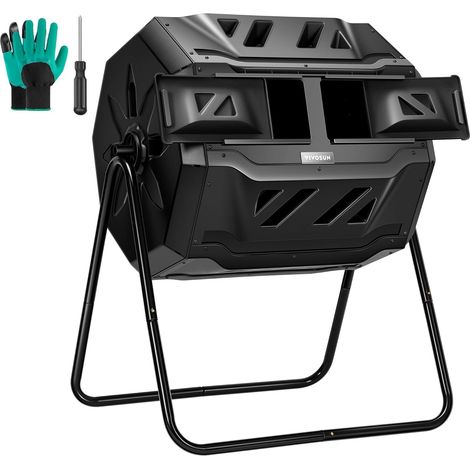 Composteur d'extérieur Rotatif à Double Lots, 120 litres avec Porte Noire (1/5)