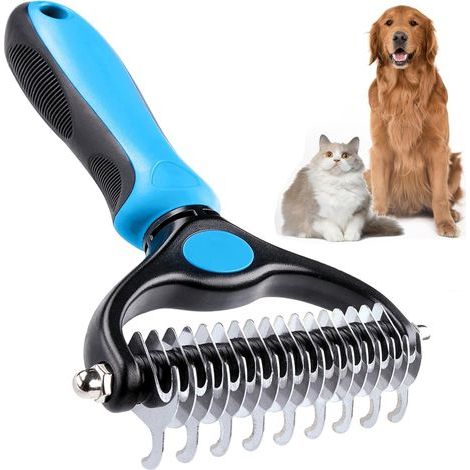 Brosse pour chien, réduit la perte de poils, outil de démêlage double face, râteau à sous poil pour chien, brosses pour chat, brosses pour chiens (1/5)