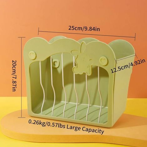Mangeoire Foin Lapin Vert – Suspendu Ratelier, 20×25×12.5cm, Lapins Nains/Cochons d'Inde, Distributeur Foin Durable Femeo (1/5)