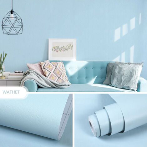 Light Blue Wallpaper Self Adhesive Wall Paper for Furniture Kitchen Living Room Children's Bedroom Office Wardrobe 45CM10M Light Blue Adhesive Vinyl Wallpaper Decorative Removable Durable NPTERBL
