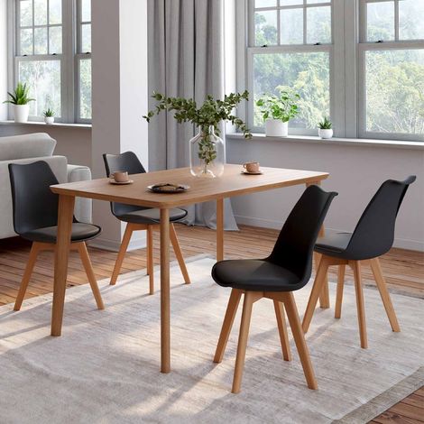 Juego de 4 sillas de comedor escandinavas SARA negras