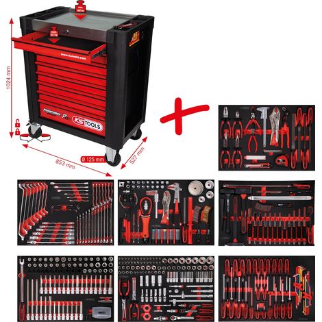 KS Tools PERFORMANCEplus Werkstattwagen-Satz P10 mit 397 Werkzeugen für 7 Schubladen (1/5)